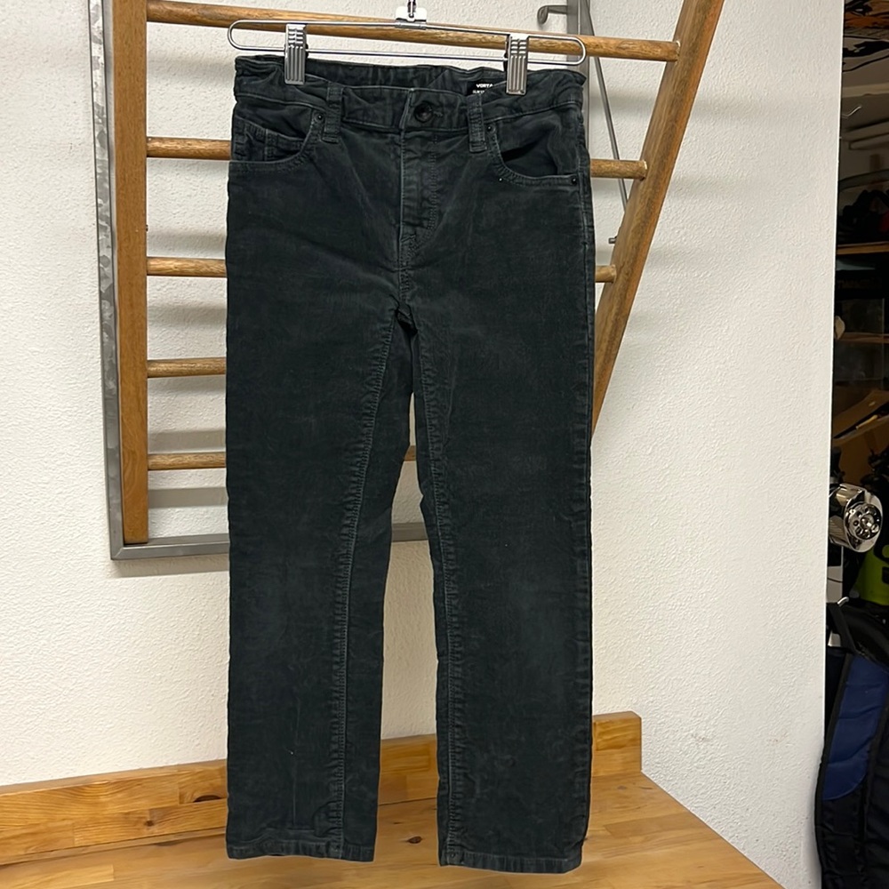 Volcom Boys' Vorta Slim Fit Corduroy Pants Charcoal Size 7